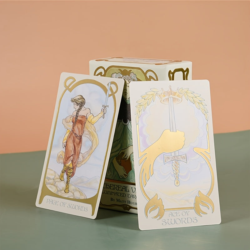 Ethereal Visions Tarot – vackra Art Nouveau kort med förgyllda kanter | 13,5 x 8,5 cm