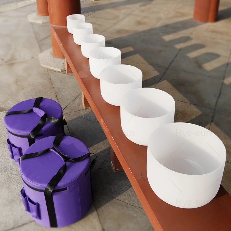 Classic crystal bowls - chakra set of 7. With bags and accessories.