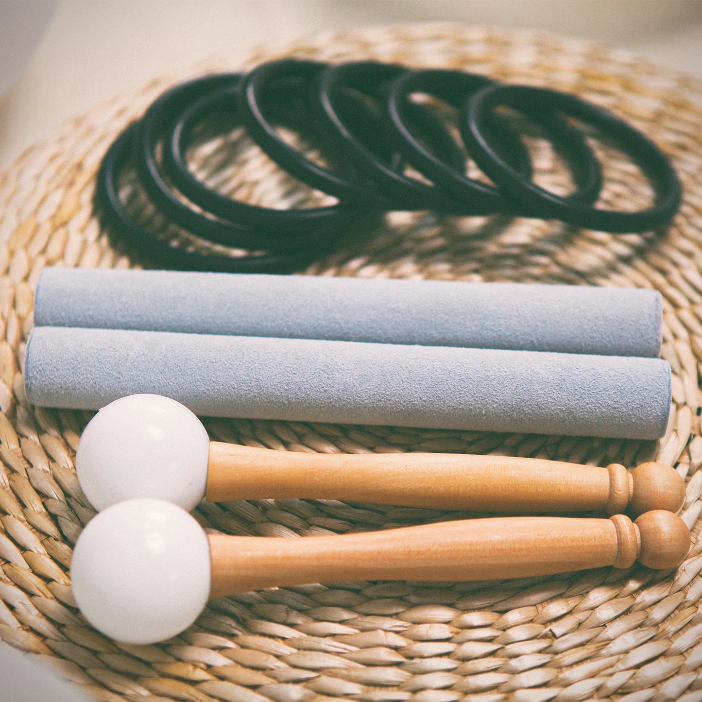 Pink dreams - pure quartz singing bowls. Chakra set including accessories.