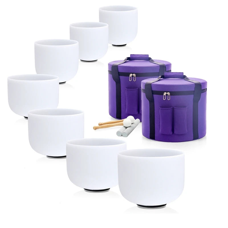 Classic crystal bowls - chakra set of 7. With bags and accessories.