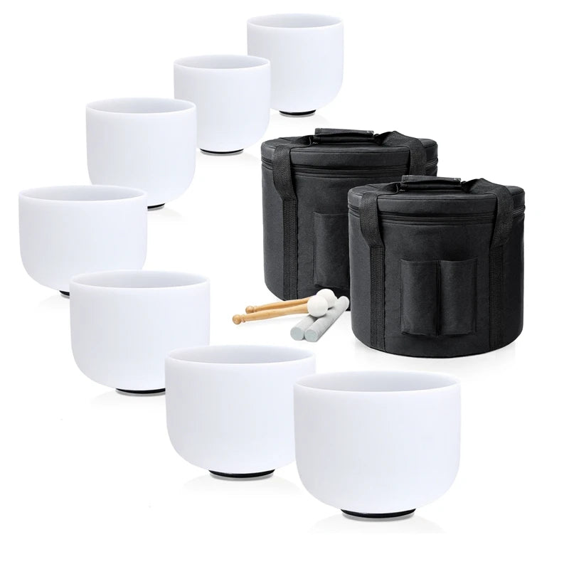 Classic crystal bowls - chakra set of 7. With bags and accessories.