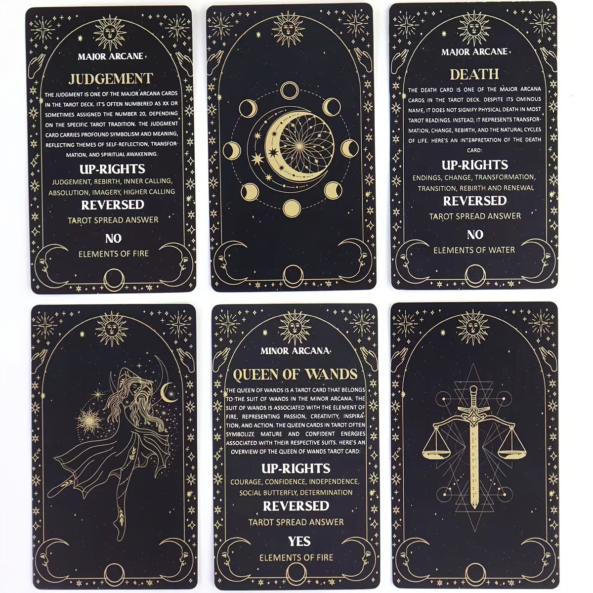 Tarot Meaning Cards – 78 dubbelsidiga kort med symboler och förklaringar