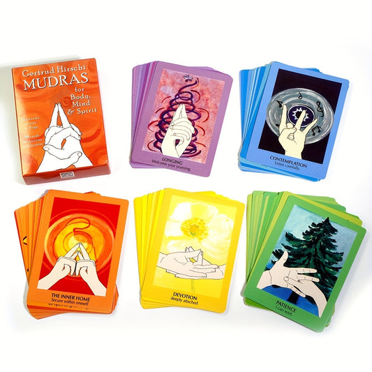 Mudra Cards for Body and Mind – 108 handgester för inre balans och andlig utveckling | 10,5 x 7,5 cm