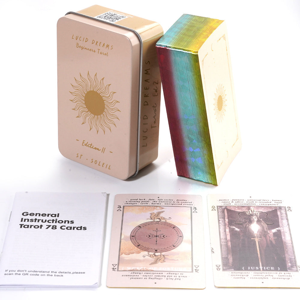 Lucid Dreams Tarot – Gyllene tarotlek i vacker och praktisk plåtask