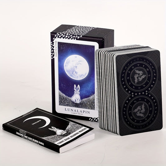 Lunalapin Tarot – 78 kort med månbelysta kaniner i stjärnklar natt | 12 x 7,5 cm