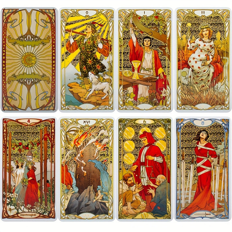 Golden Art Nouveau Tarot – 78 kort i klassisk Art Nouveau-stil | 12 x 7 cm