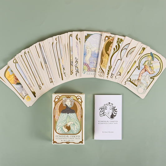 Ethereal Visions Tarot – vackra Art Nouveau kort med förgyllda kanter | 13,5 x 8,5 cm