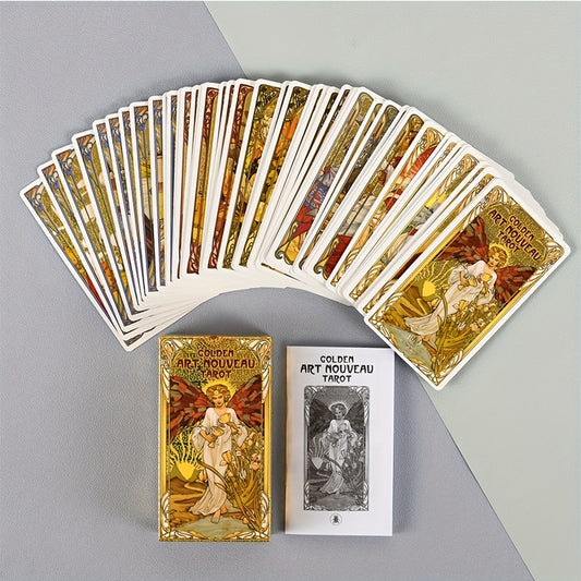 Golden Art Nouveau Tarot – 78 kort i klassisk Art Nouveau-stil | 12 x 7 cm