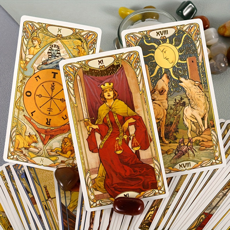 Golden Art Nouveau Tarot – 78 kort i klassisk Art Nouveau-stil | 12 x 7 cm