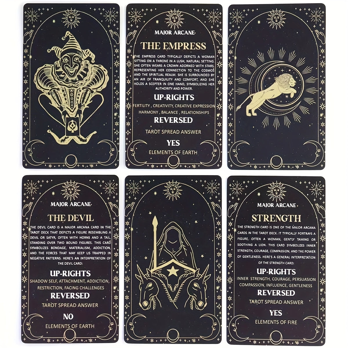Tarot Meaning Cards – 78 dubbelsidiga kort med symboler och förklaringar